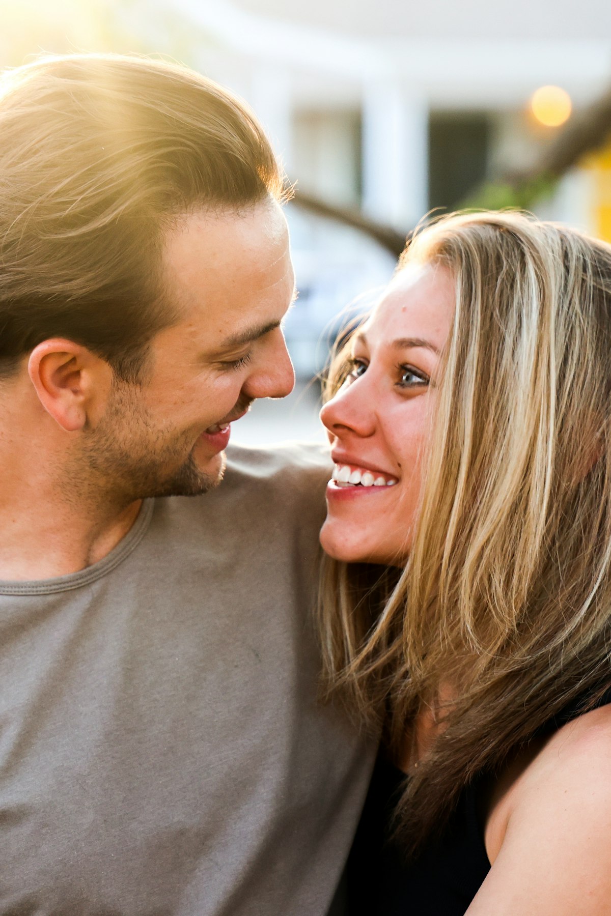 Couple looking at each other and smiling
